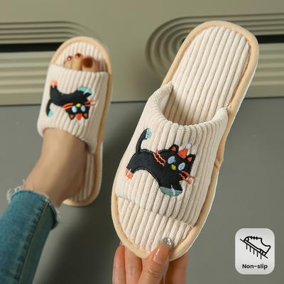 Модные милые тапочки-шлепанцы с котенком, нескользящие, удобные для дома и спальни, игривый дизайн кошки, тапочки из мягкой ткани, милые тапочки