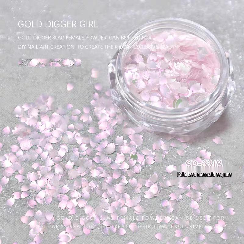 Радужный дизайн ногтей «Русалка»: Мелкие и крупные блестки-пайетки (Бабочка и звезда)