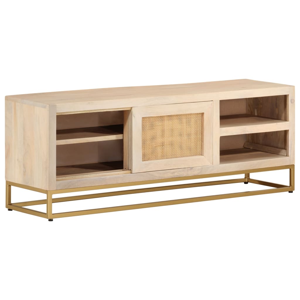 TV Stand 110 x 30 x 40 cm Solid Mango Wood and Iron