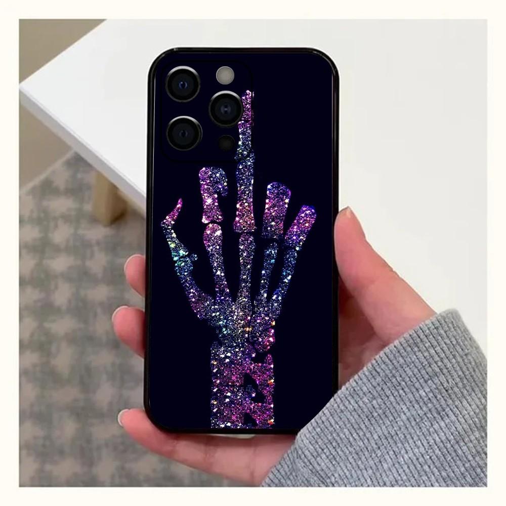 Cartoon Middle Finger   Phone Case For Apple iPhone 15,14,13,12,11,Pro,X,XS,Max,XR,Plus,Mini Soft  black shell