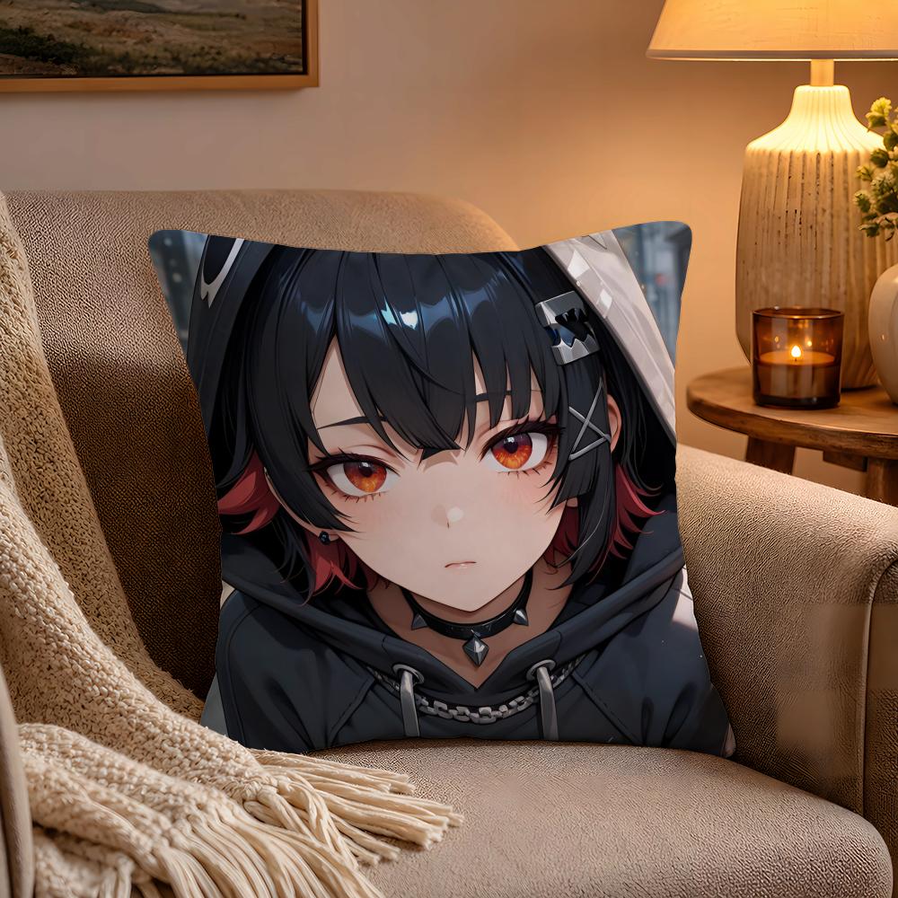 Game ZZenless Zone Zero Ellen Joe Pillow Case Soft Plush Cushion Cover Double Print and Invisible Zipper for Sofa Home Car Use