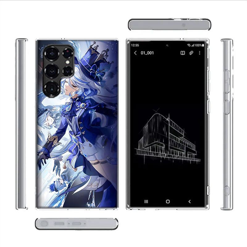 Cute Furina Genshin Impact Capa Phone Case For Samsung S26 Ultra S25 Edge Galaxy S23 S21 S20 S24 FE S22 S10 Plus Cover Clear TPU