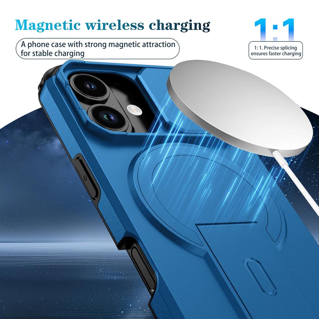 Чехол MagSafe для iPhone 17 Pro Max Air 16 Plus 16e Pro с подставкой и сдвижной защитой камеры для iphone17