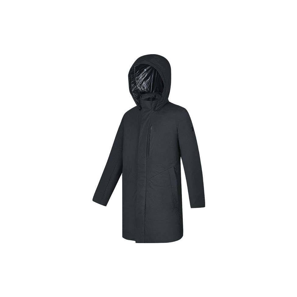 Fila Серия Гольф Однотонная Элитная Пуховая Куртка Миди с Капюшоном Мужская Верхняя Одежда Глубокий Черный A11M345903FBK