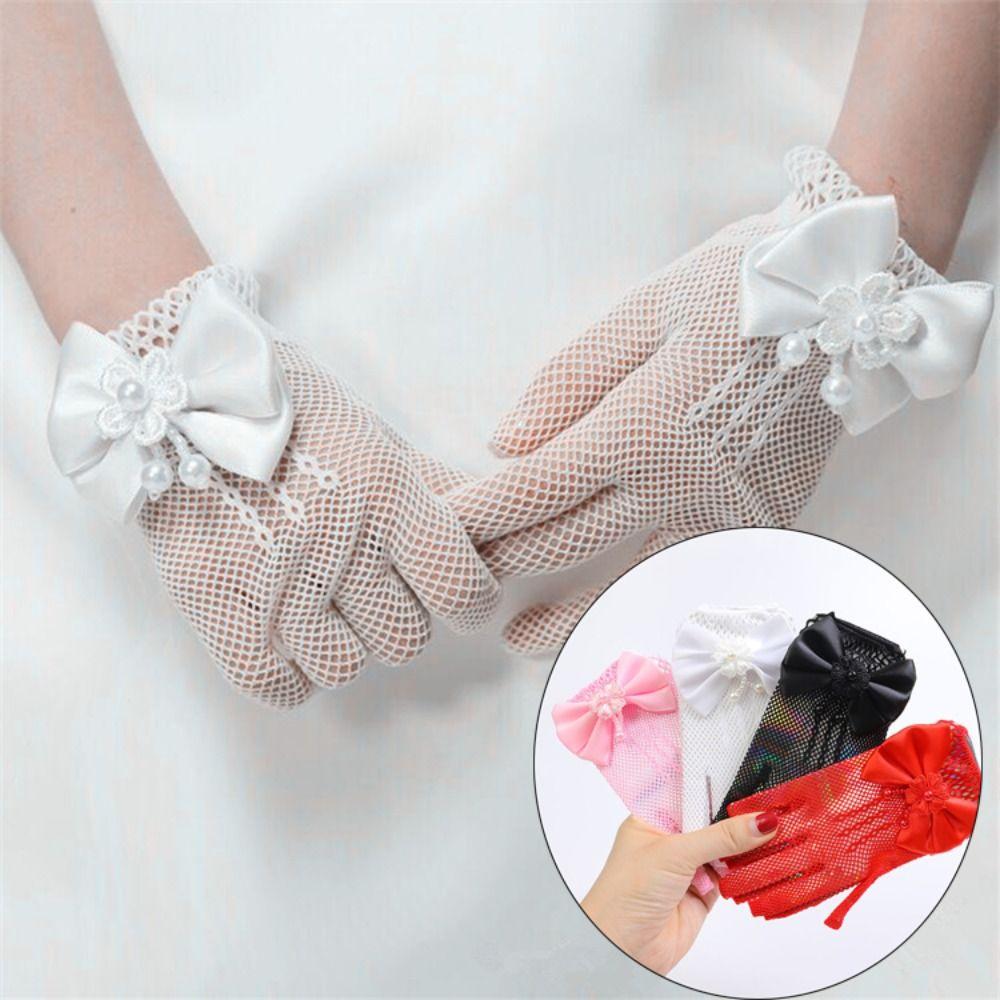 Thin Lace Mesh Gloves Short Etiquette Dress Gloves Holiday Princess Birthday Party Gloves