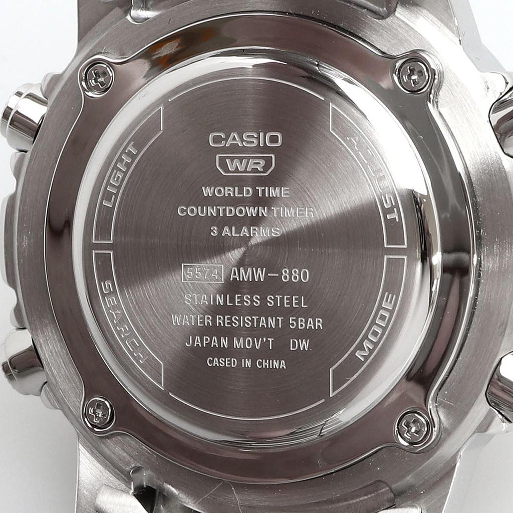 Casio Мужские часы AMW-880-1AV World Time аналогово-цифровые кварцевые, черные, международная модель [параллельный импорт]