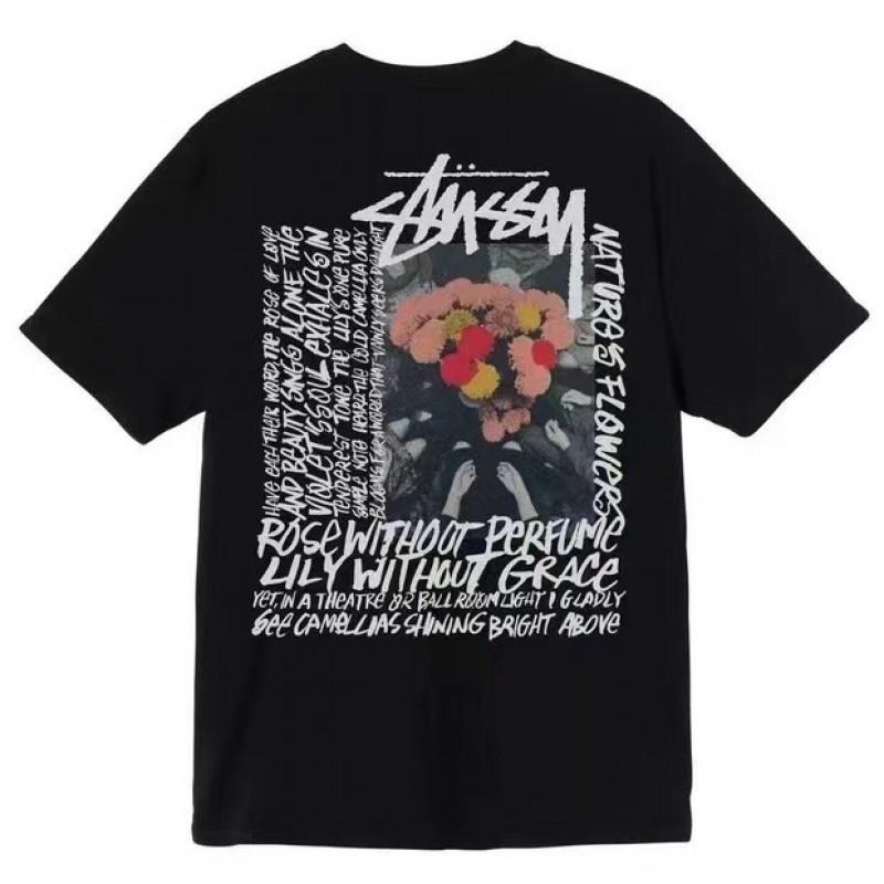 Stussy Style Short Sleeve T-Shirts Men Women Loose Fit Casual Tees Multiple Graphic Color Options