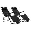 Day and Night - Day and Night Folding Loungers with Footrest 2 Units Black Steel