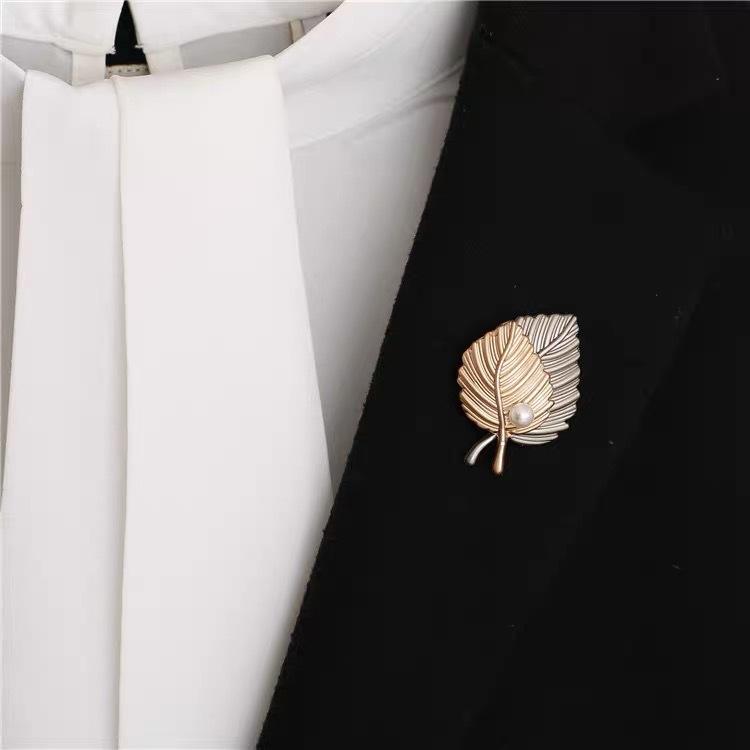 Leaves Simulated Pearl Leaf Maple Women Brooch Pin Brooches Jewelry Accessories