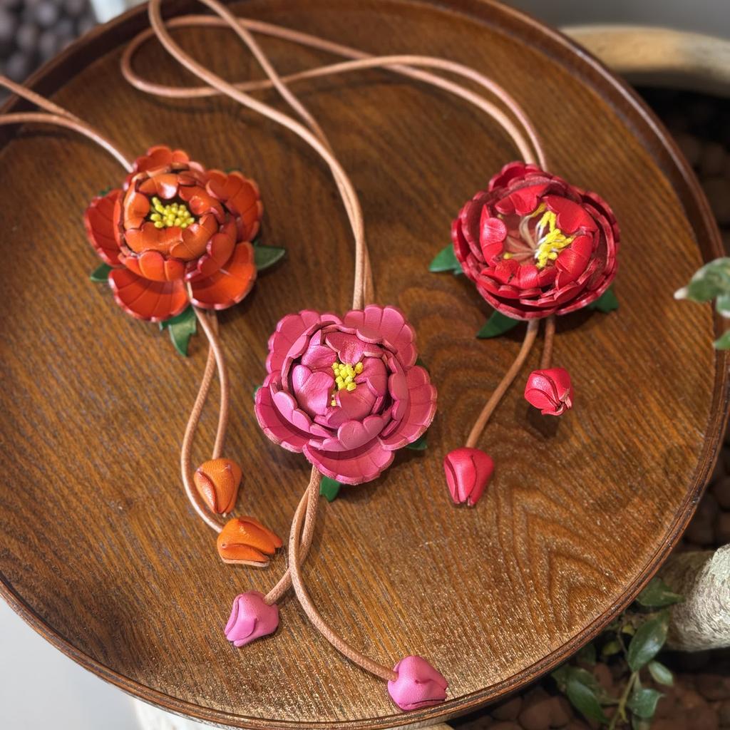 Genuine Leather Blooming Sunflowers Charms Simulation Peony Flower Pendent Exquisite Floral Decor Bag Charm Accessories
