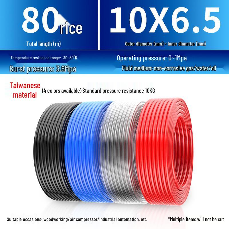 High-Pressure PU 8mm Pneumatic Air Compressor Hose, Transparent, Available in 10/6.5mm and 4/6/12/14/16mm Sizes