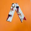 Ribbon Headband Christmas Silk Scarf Printed New Year Scarf Retro Long Scarf  Women