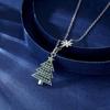Sterling Silver Christmas Tree Pendant Necklace for Women - Trendy Gift for Girlfriend