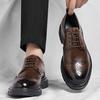 Fashion Summer Thick Soled Punching Leather Shoes Dress Business Wedding Party Senior British Style Shoes Luxury Brand Men Oxfords Shoes