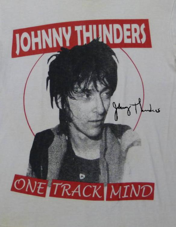 Винтажная футболка Johnny Thunders One Track Mind Хлопок Белый Все Размеры Унисекс Футболка AP782 Унисекс Футболка