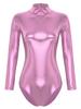 Женский блестящий спортивный купальник металлик, боди с длинным рукавом, облегающие узкие колготки, цельный комбинезон Rave Disco Party Performance