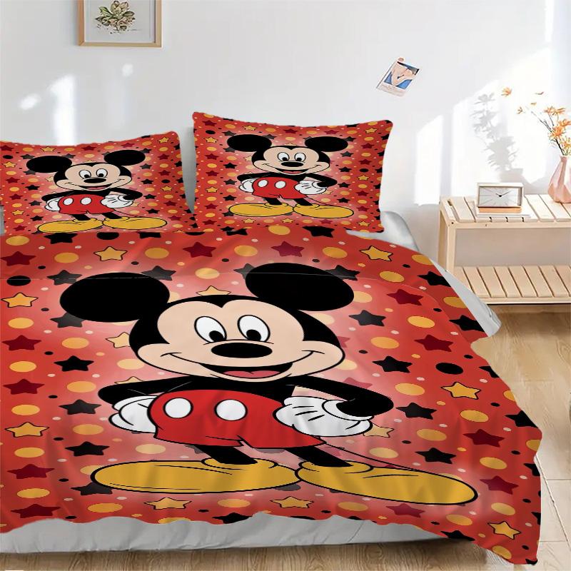 Mickey Mouse Starry Background Print 3Pcs Bedding Setduvet Cover With 2 Bedropillowcase Home Birthday Gift