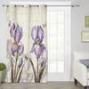 Vintage Iris Butterfly Rustic Modern Window Curtains for Living Room Bedroom Curtain Kitchen Treatment Blinds Drapes
