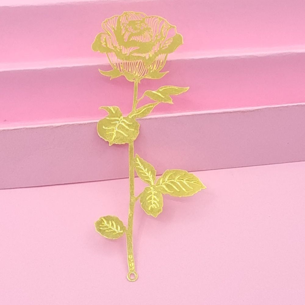 1 Set With Gift Box Golden Rose Bookmarks Classic Style Metal Bookmark Stationery   Page Marker