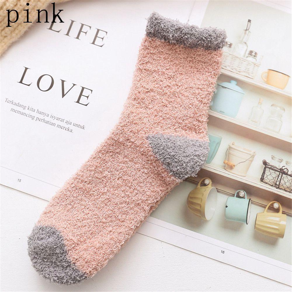 Candy Colors Sleep Bed Sock Winter Warm Coral velvet socks Soft Cashmere Sox Thickening