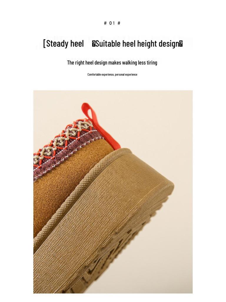 Зимние новинки 2023 года, женские этнические зимние сапоги на толстой подошве с бархатной подкладкой, ретро полушлепанцы, повседневный хлопковый стиль