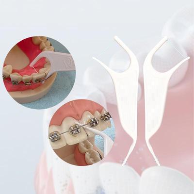 Ортодонтическая нить для брекетов - очиститель для зубов со стальными брекетами