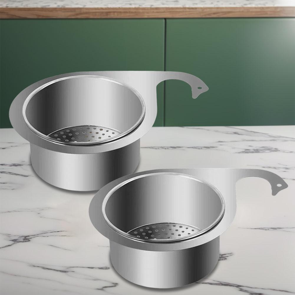 1/2 PCS Stainless Steel Swan Sink Removable Strainer Basket Kitchen Filter Basket Hanging Drain Rack Wet & Dry Drainage Racks
