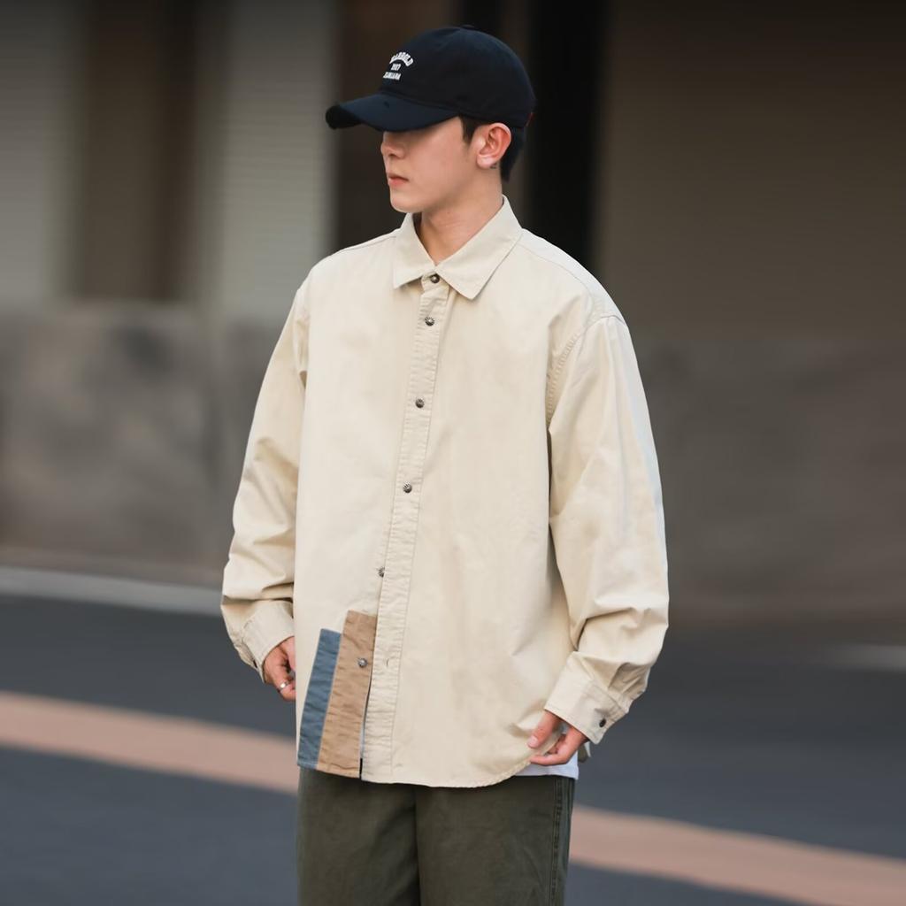 2024 Letter Long Sleeve Shirt Japanese Hong Kong Style Ins Loose Shirt Boys Summer Trendy Versatile Casual Coat