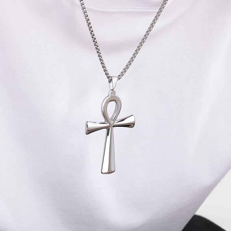 Винтажное ожерелье с крестом Анка, талисман жизни Древнего Египта, глянцевый кулон для пары из титановой стали