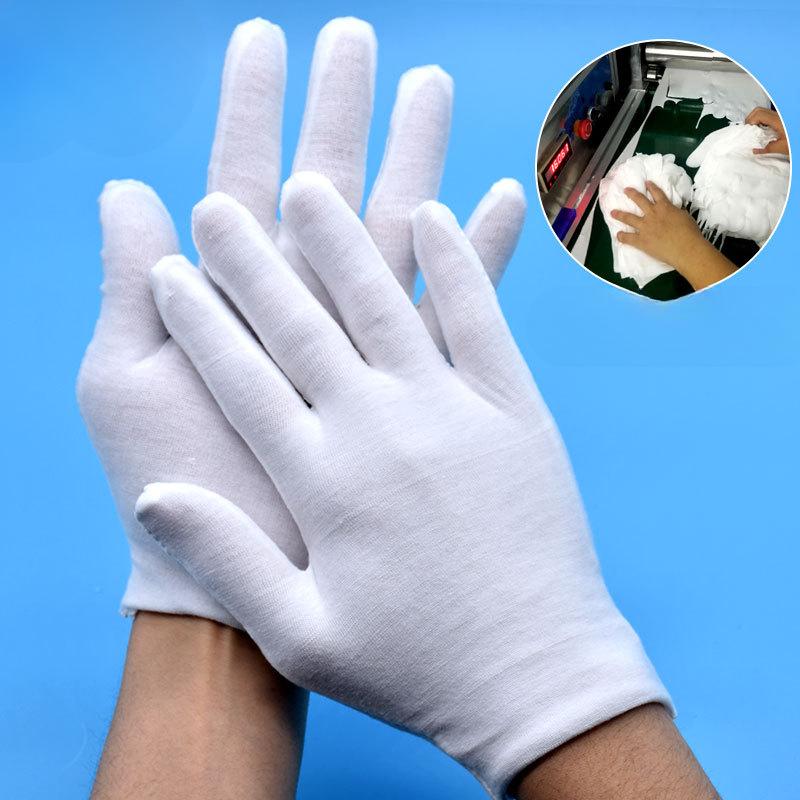 12 пар домашних перчаток из утолщенного хлопка, перчатки Wenwan Etiquette из хлопка, рабочие перчатки белого цвета для страхования труда