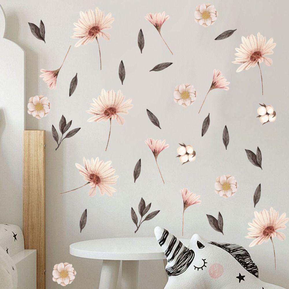 Boho Flowers Wall Stickers Watercolor Wall  Art INS Murals  Nursery Kindergarden