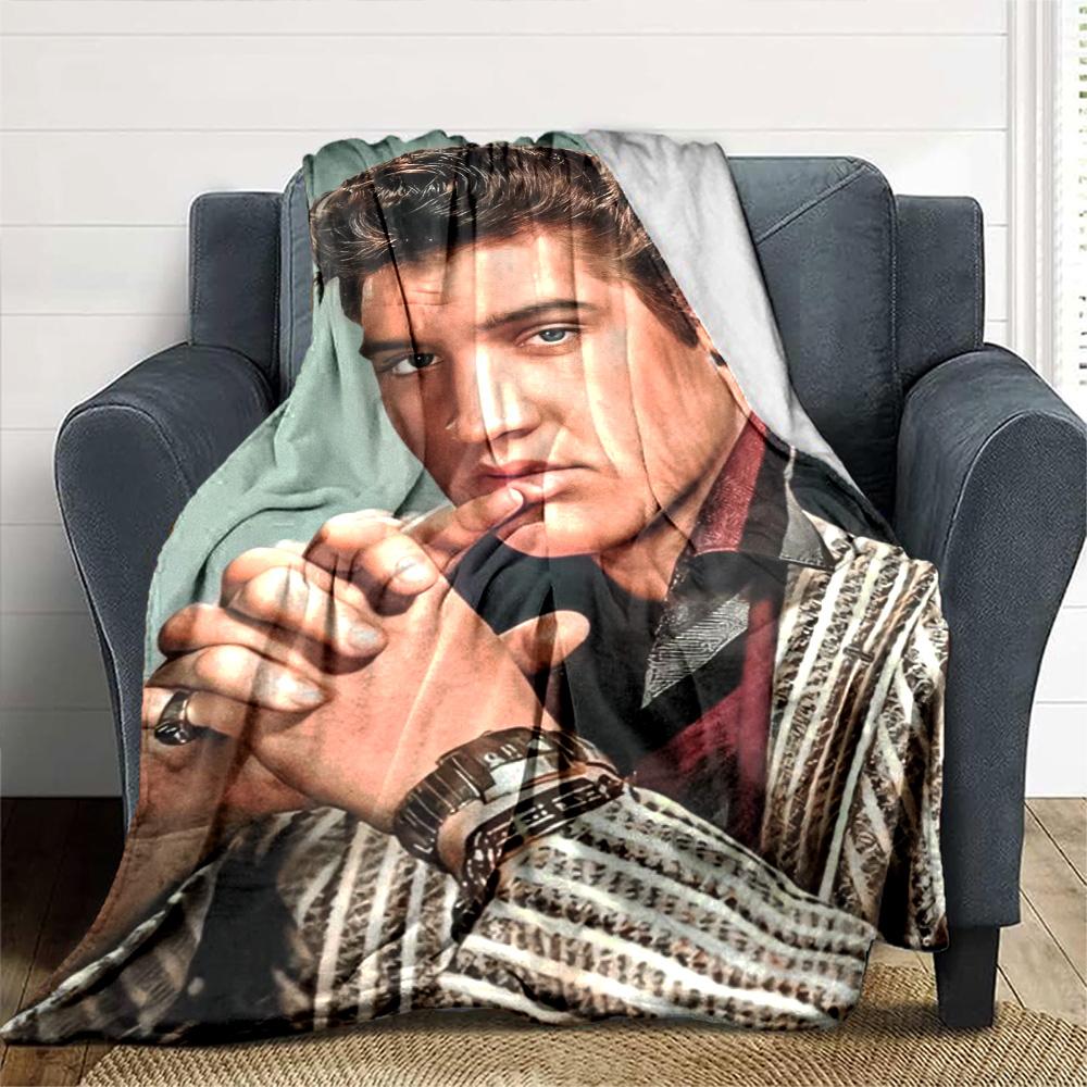 Elvis Presley Vintage Portrait Print Fleece Blanket Soft Warm Throw Blanket Sofa Couch Bed Home Decor For Music Fans