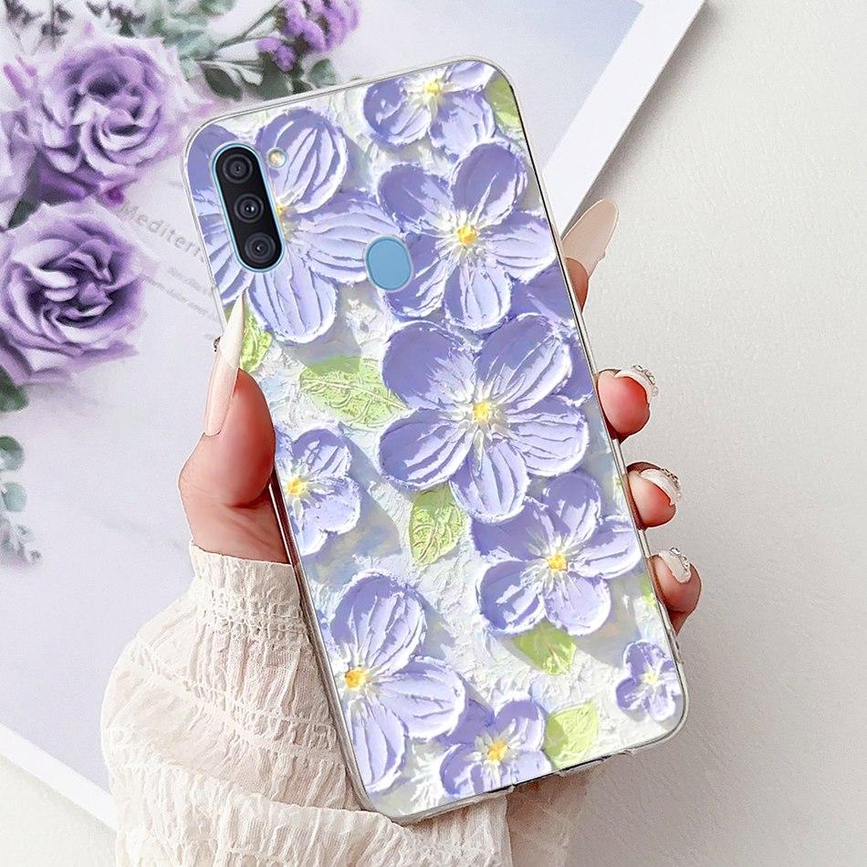 Чехол для телефона Samsung Galaxy A11 M11 Samsung A11 M11 A115F M115F Элегантный Цветочный Кот Раскрашенный Мягкий Силикон Прозрачный ТПУ Чехлы
