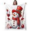 1pc Snowman Flannel Blanket | Soft, Warm, Festive Holiday Design, Polyester, Digital Print, All-Season Use, Christmas Gift, 280gsm, Machine Washable