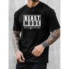 Мужская футболка с коротким рукавом с принтом BEAST MODE, удобный повседневный дышащий топ, подходит для мужского фитнес-тренировки, бега