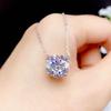 Silver 925 Original 5 Carat Diamond Test Past D Color Moissanite Pendant Necklace Classic Brilliant Cut Gemstone 4 Prong Chain