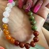 Праздничные подарки Многоцветный агат Унакит и Белый нефрит Браслет из бусин Яркие Модные украшения Для женщин Повседневная носка Простой Универсальный аксессуар