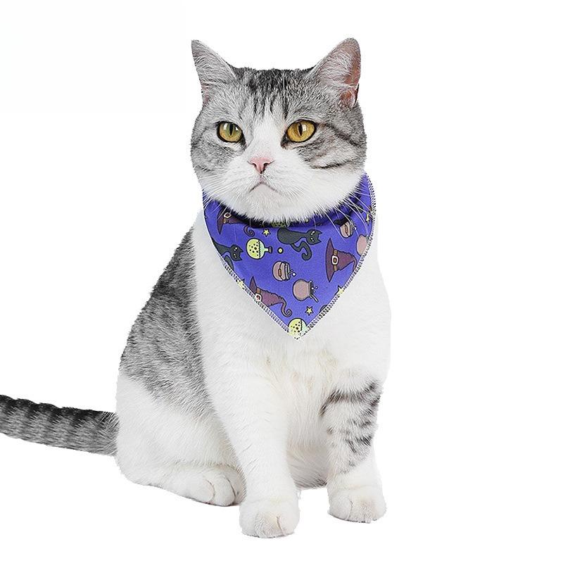 Halloween Pet Bandana Bib Polyester Triangle Scarf for Cats Dogs Fashion Accessory Holiday Costume Dress Up