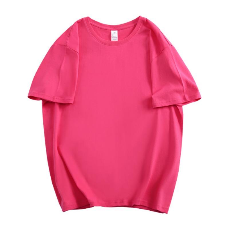 Solid-colored Cotton Sewn Loose Large-sized Pure Cotton Short-sleeved T-shirt for Women's Couple