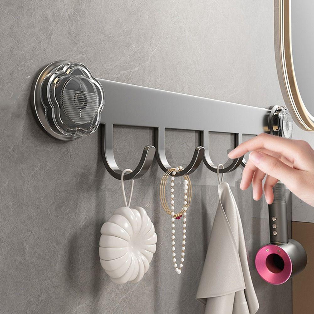 No-Punch Clothes Storage Hook Carbon Steel Entryway Storage Rack Sundries Storage Hook  Bathroom