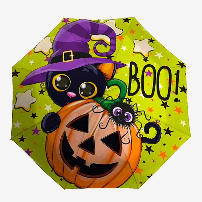 1pc Halloween Pumpkin Automatic Open/CloseCartoon Practical Umbrella, Portable Compact Umbrella for Men & Women A046