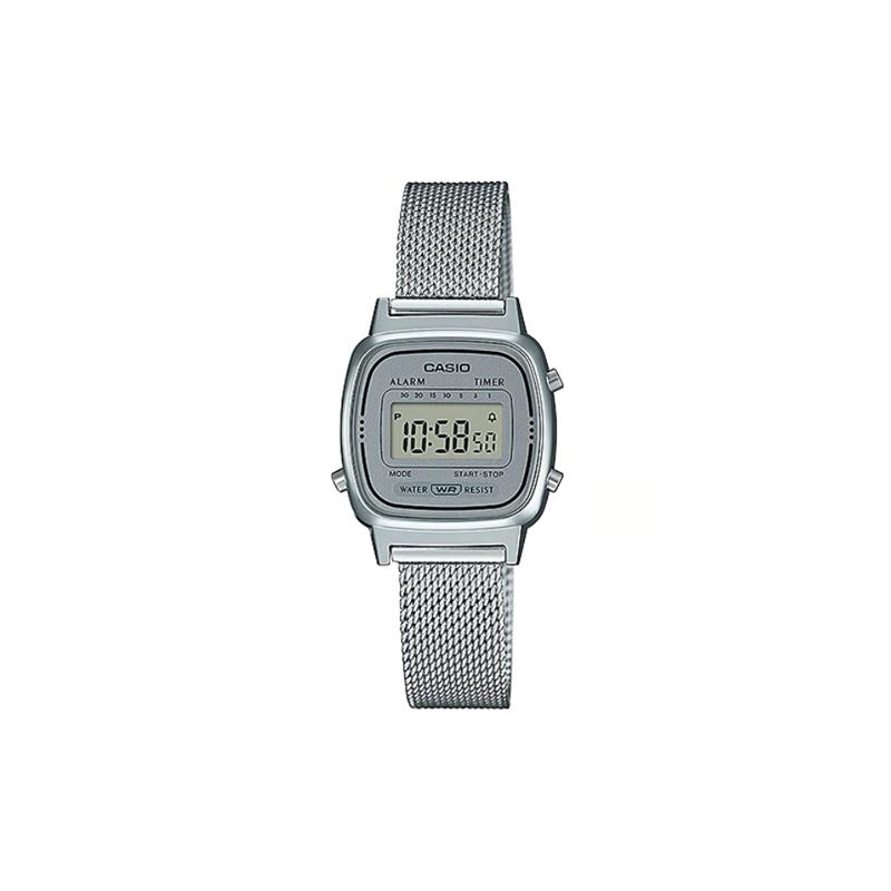 Casio Ретро маленькие часы на серебристом ремешке водонепроницаемые часы stainless steel strap кварцевый механизм stainless steel strap японские и корейские часы LA670WEM-7