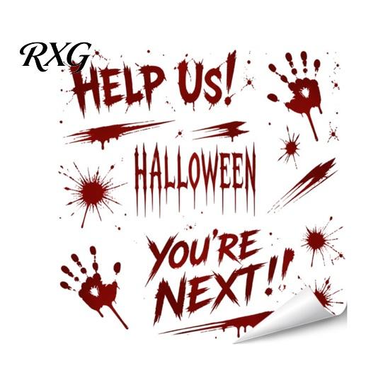 PVC Scary Footprint Decals Halloween Horror Stickers, with Spooky Handprints Footprints Printed, Self-adhesive Skeleton Wall Art Decals, for Party And