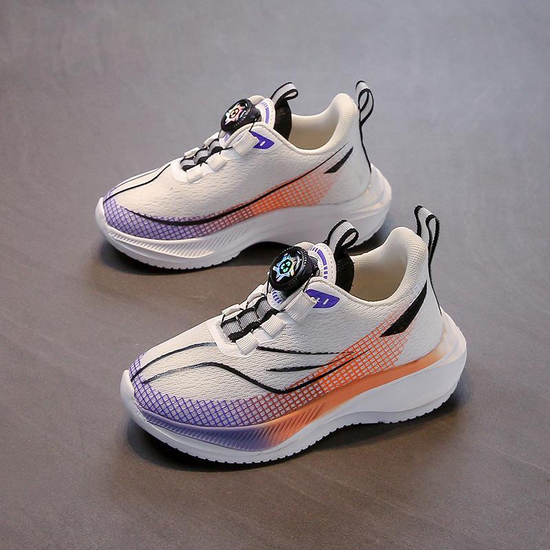 Спортивная обувь для девочек 2025 весна и осень новая модная обувь на кнопке для детей среднего и старшего возраста, повседневная обувь на мягкой подошве, нескользящая, детские кроссовки для бега