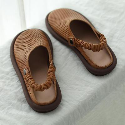 Новые дышащие и универсальные сандалии Baotou из коровьего сухожилия с мягкой подошвой, круглым носком и плоским дном для женщин