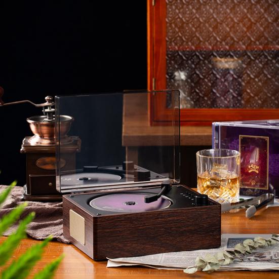 Retro Portable Music Player with Speaker, Bluetooth-compatible Desktop Player with Remote Control for Home, Support USB/Type-C