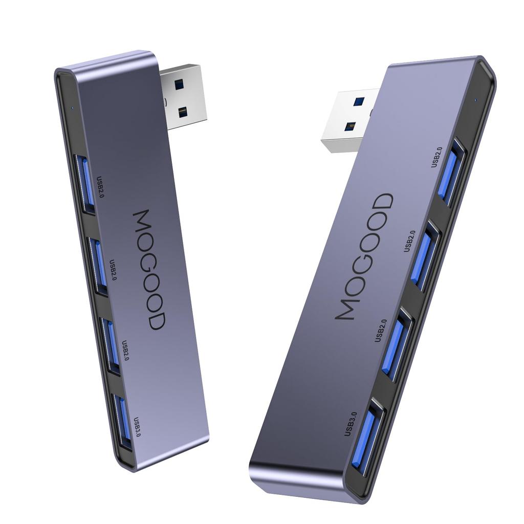 MOGOOD USB Hub USB Splitter USB Male Converter 4 USB Female Left Right Side Hub USB Hub Note Adapter for Laptops Compatible with Mac Mac Surface Pro