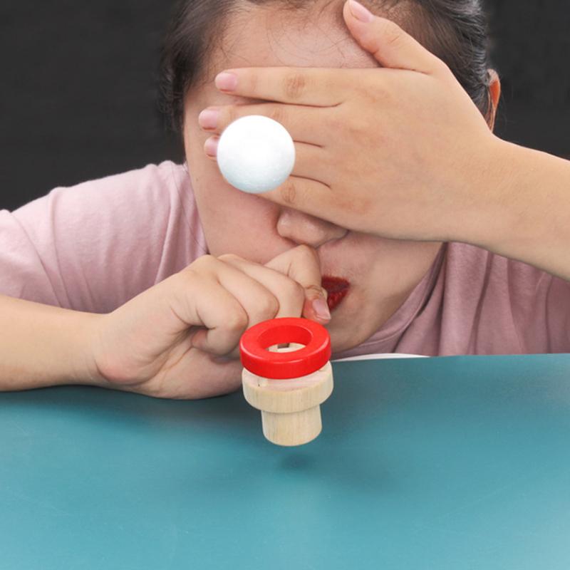 Wooden Suspension Ball Blower Children'S Puzzle Parent-Child Games Training Lung Capacity Toys Floating Blow Pipe Balls Game