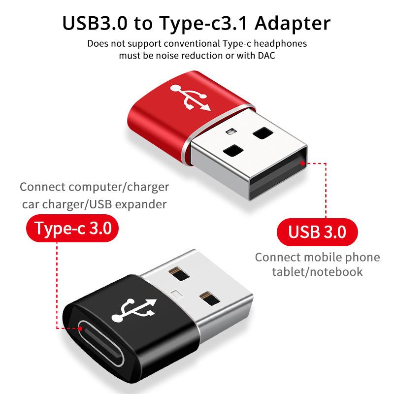 FONKEN Адаптер USB 3.0 TO Type C 3.1, зарядное устройство для ноутбука, USB-папа к USB C, женский конвертер для зарядки телефона, разъем USB-кабеля для наушников