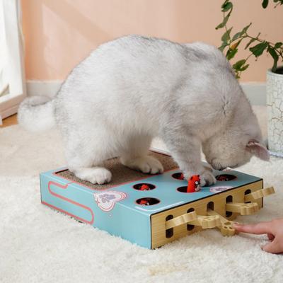 Интерактивная игрушка для кошек Гофрированный картон Когтеточка Whack-a-Mole Развивающая игрушка для кошек для котят в помещении Развлечение